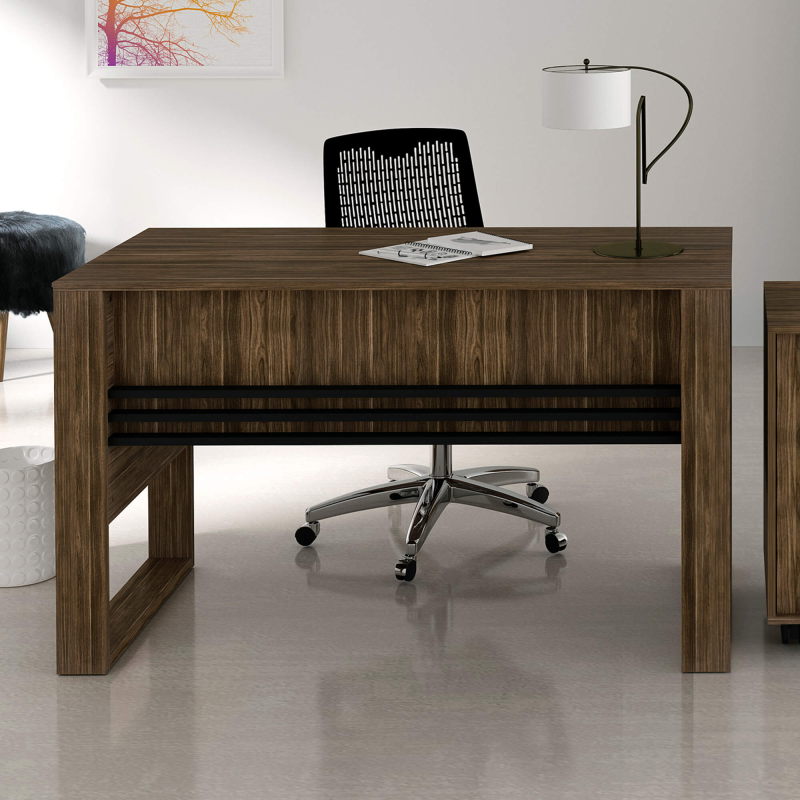 MESA TECNO ME4146.0003 NOGAL/PRETO C/APLIQUE