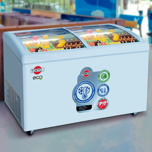 CONGELADOR TOKYO CGTCONH350R T/VIDRIO CURVO P/HELADO