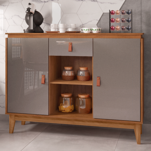 APARADOR BUFFET CASA D 93588 DIAMANTE CEDRO/CINZA PEROL