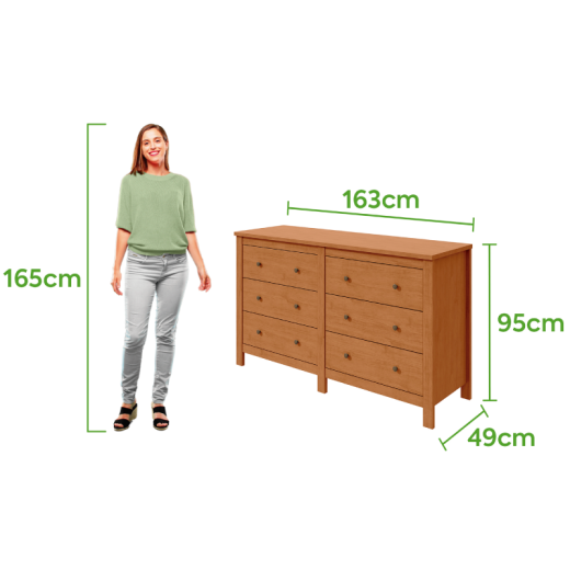 COMODA LOPAS MAGGIORE HORIZ AMENDOA CLEAN C/6 CAJONES