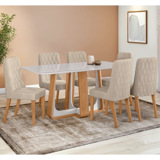 MESA LOPAS 1.60 SINTONIA C/6 S.LUAR AMENDOA T571