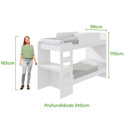 CAMA BELICHE LOPAS OLGA 0.90 C/LED BLANCO 5128