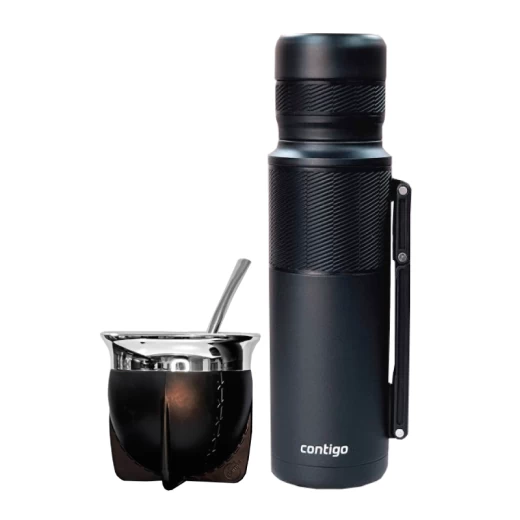 COMBO MATERO CONTIGO NEGRO+GUAMPA+CAJA BOXMACA-NEGRO