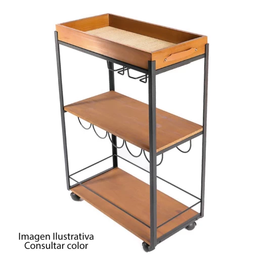 CARRITO MULTIUSO OCRE 660 TRENTO IMBUIA/NEGRO